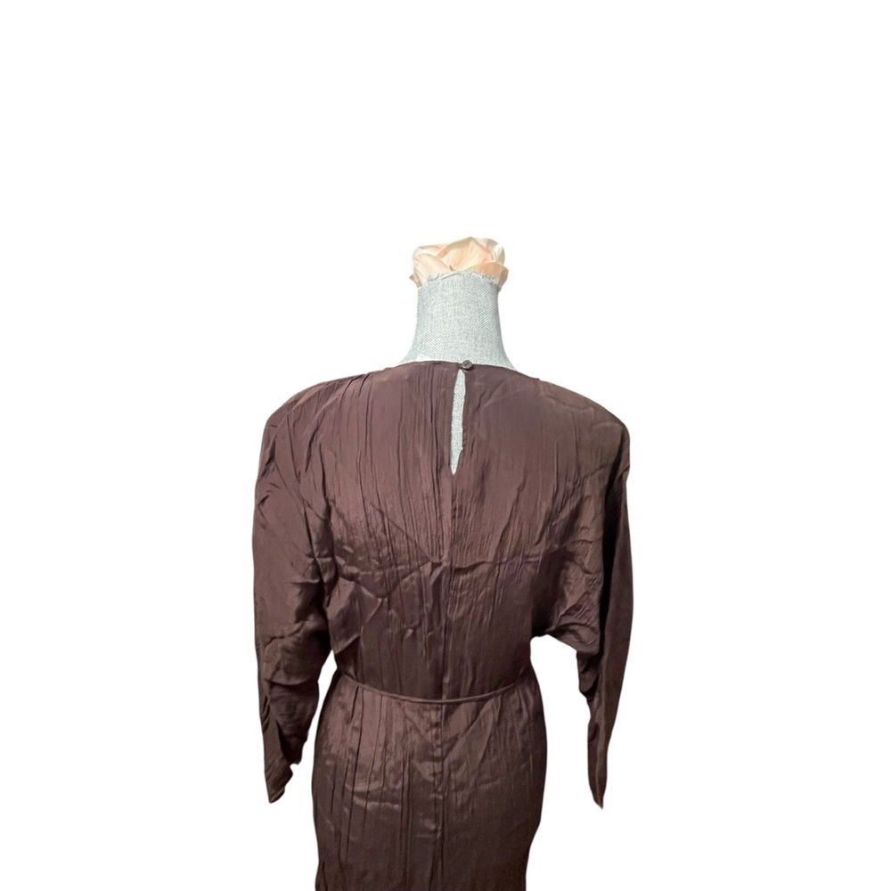 Stockholm Atelier & Other Stories Brown Crinkle Midi Dress – Size 0 - Picture 5 of 11